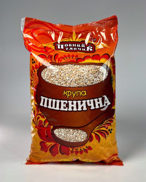 Крупа пшенична фасована ПОЛТАВОЧКА ТМ ПОВНИЙ ГЛЕЧИК,700гр